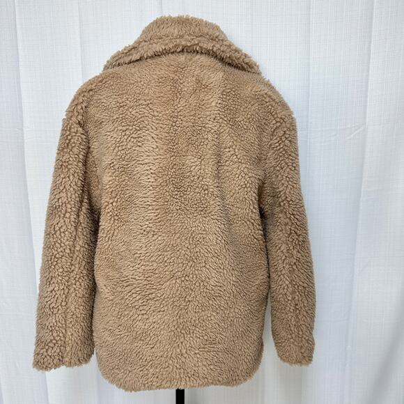 Vigoss Faux Fur Teddy Bear Snap Up Coat Fuzzy Sherpa Cozy With Pockets Sz: L - Picture 3 of 10